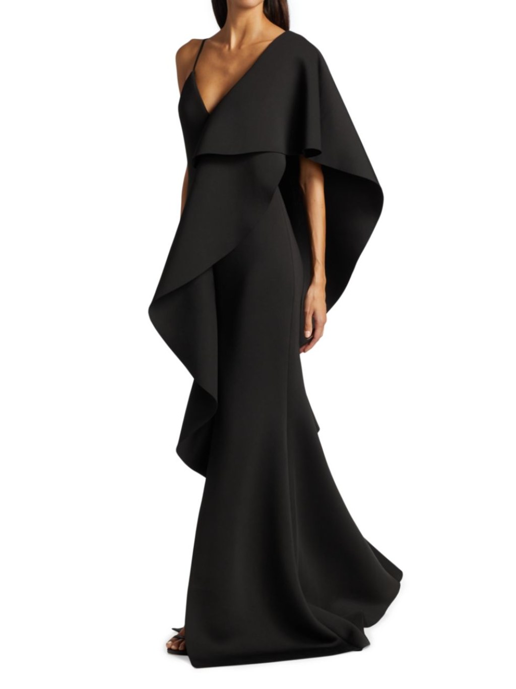 Picture of: Asymmetrical Neoprene Ruffle Gown