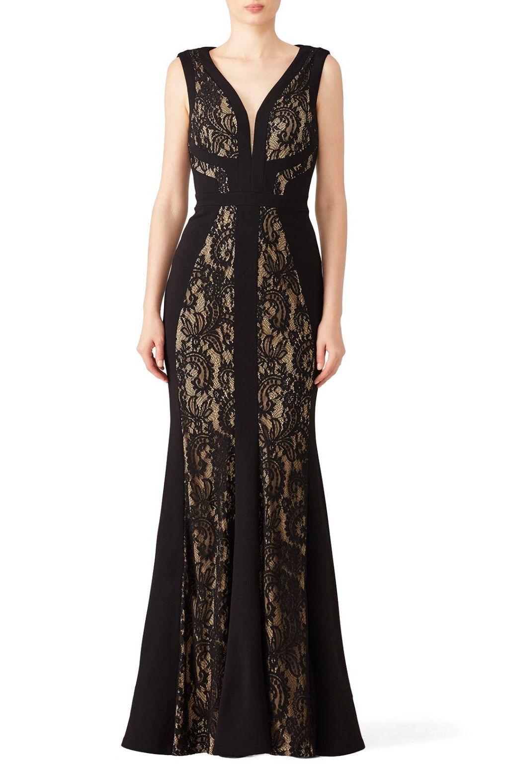 Picture of: Black & Nude Lace Gown by LM Collection for $  Rent the Runway