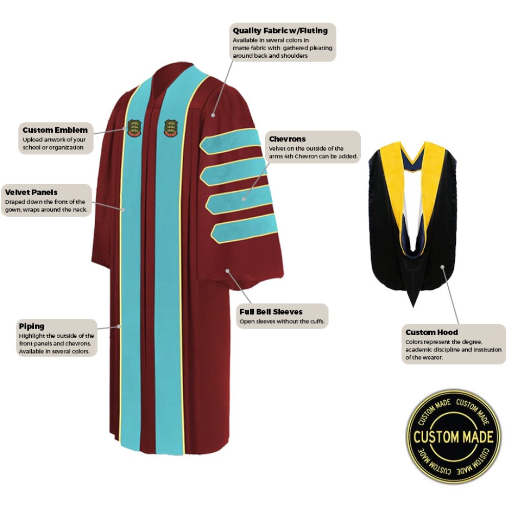 Picture of: Custom Presidential & Trustee Graduation Gown and Hood Package – Doctorate  Regalia