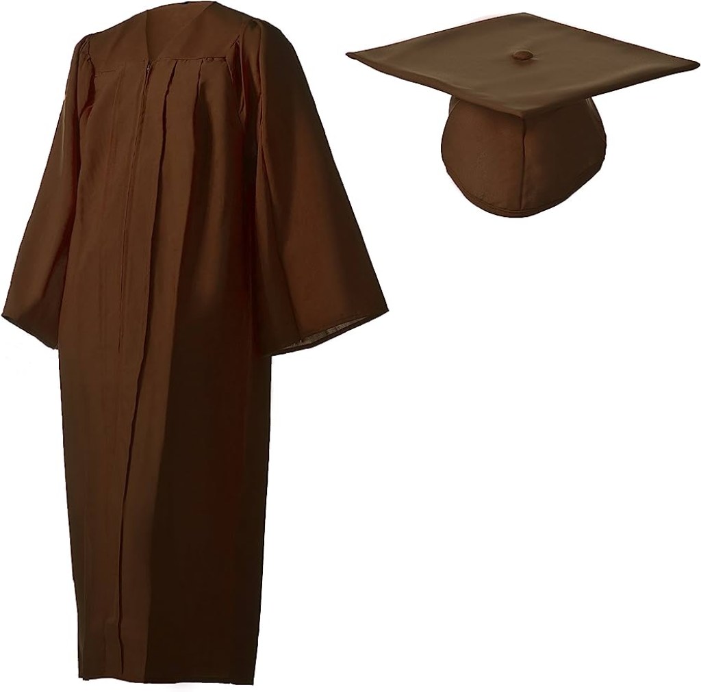 Picture of: Graduation Cap and Gown Set Matte Brown in Multiple Sizes