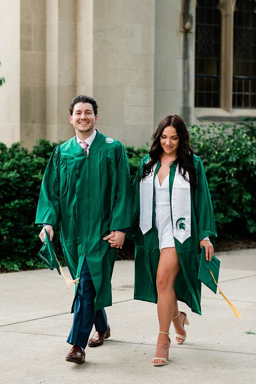 Picture of: Michigan State Senior Pictures with Cap and Gown on Campus