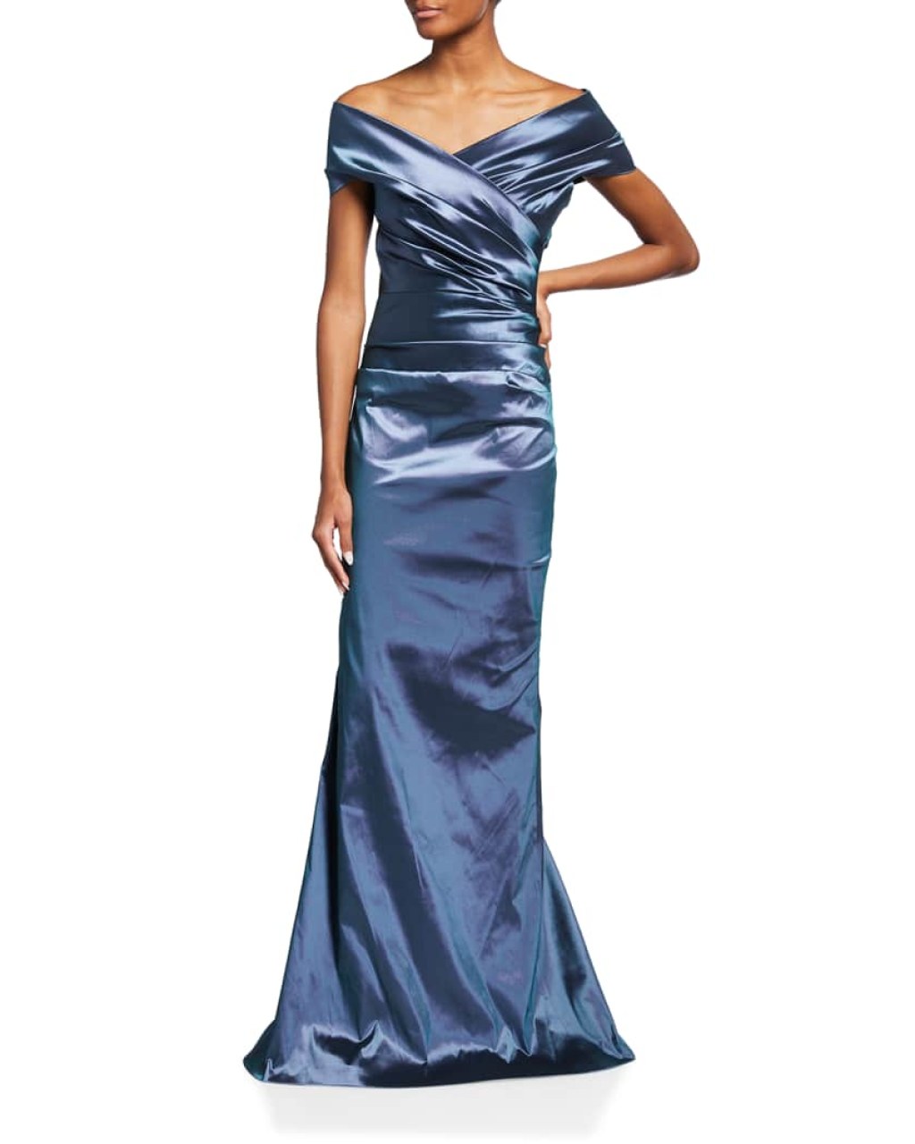 Picture of: Off-Shoulder Ruched Taffeta Gown