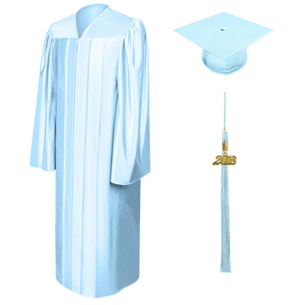 Picture of: Shiny Light Blue Bachelor Academic Cap, Gown & Tassel  Gradshop