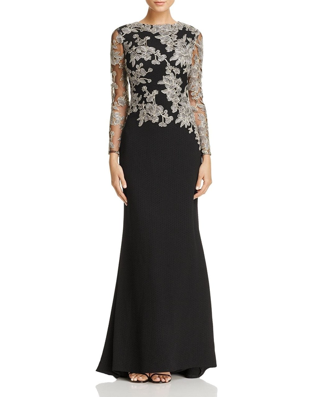 Picture of: TADASHI SHOJI Embroidered-Bodice Crepe Gown – We Select Dresses